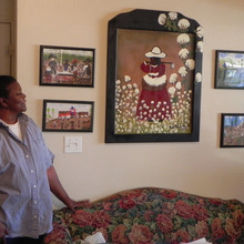 Bertha at home with early art.large